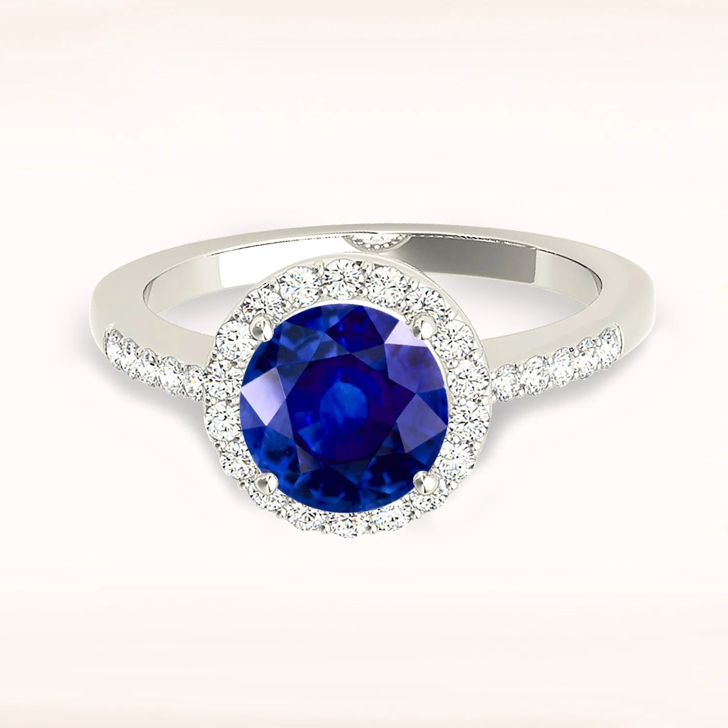 2.40 ct. Genuine Blue Sapphire Halo Ring Gallery Work