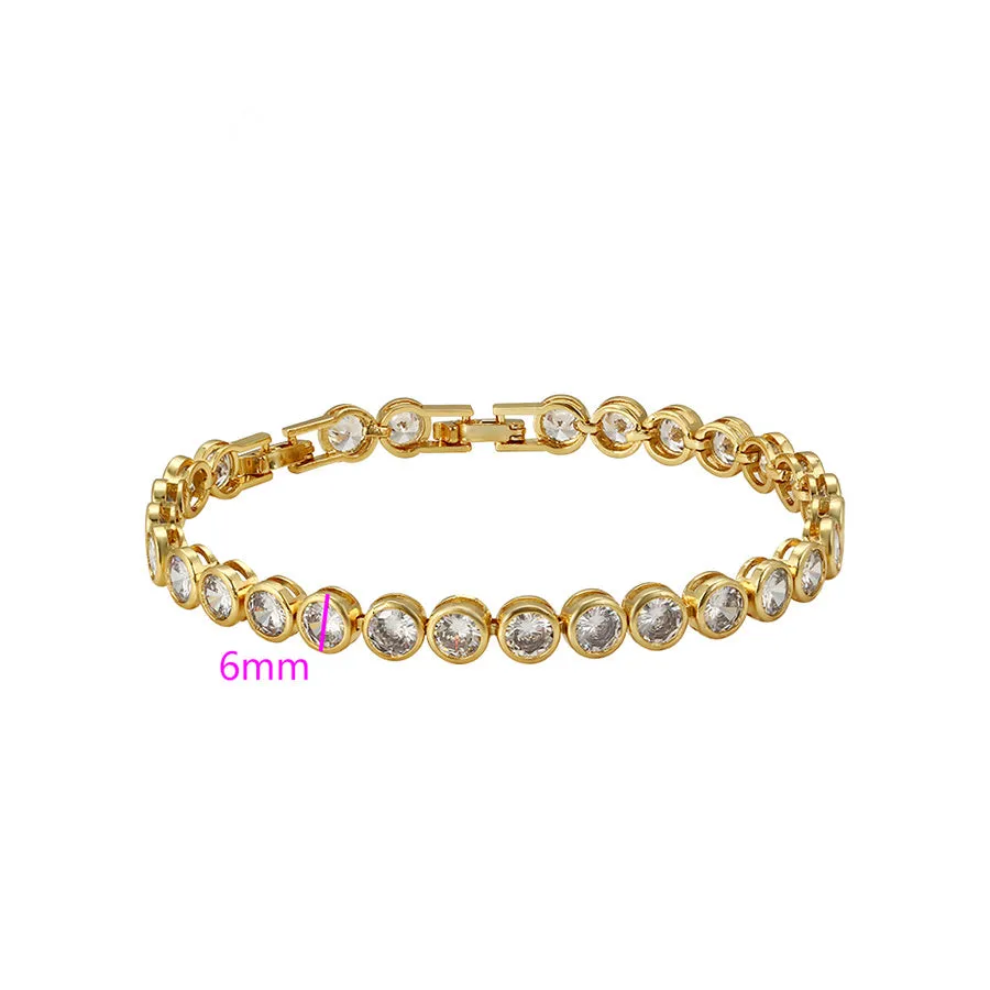 24K Gold Plated Cz Diamond Tennis Bracelet