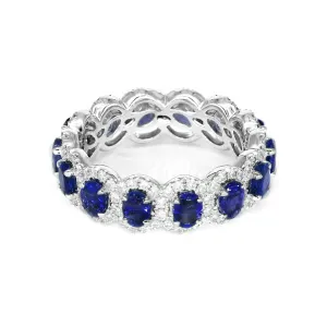 3.05 ct. Genuine Blue Oval Sapphire Eternity Ring