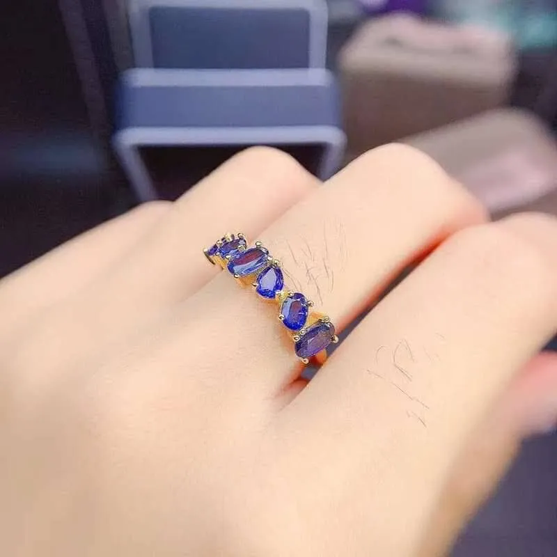 3*4mm Blue Sapphire Wedding Band
