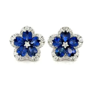 4.71ct tw Sapphire and Diamond Flower Earrings