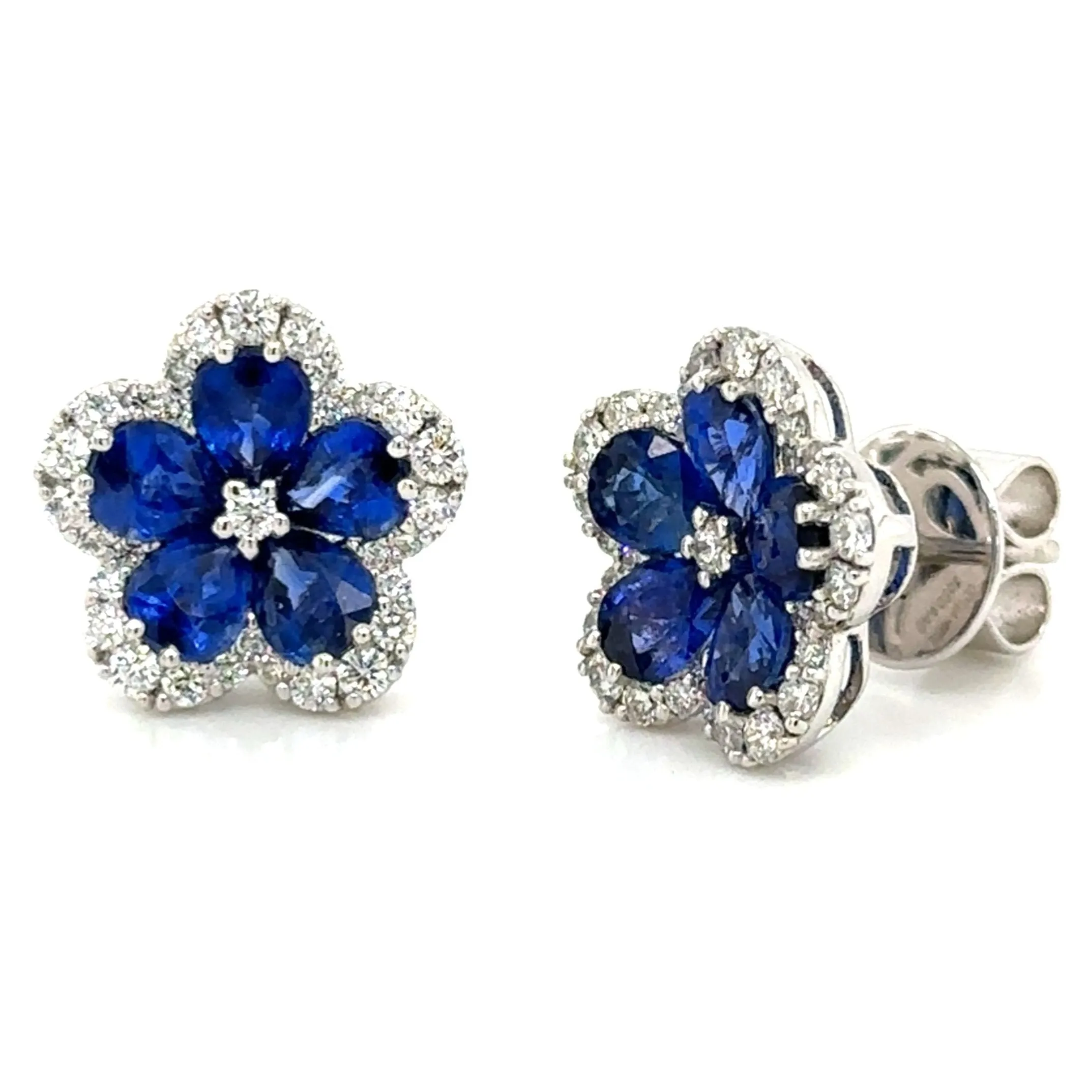 4.71ct tw Sapphire and Diamond Flower Earrings