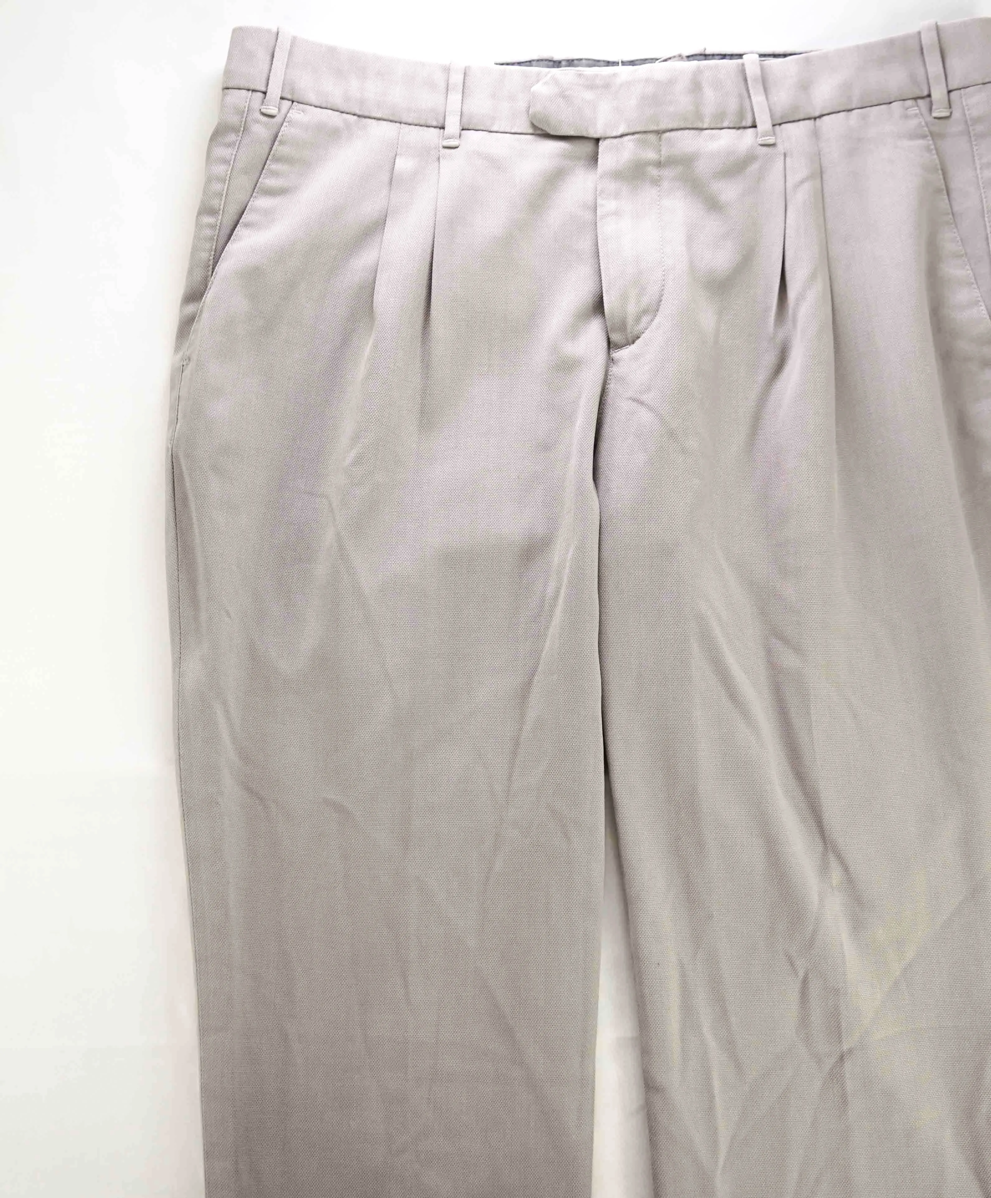 $495 ELEVENTY - PURE LINEN Gray Jacquard Micro Dart Slim Dress Pants- 36W