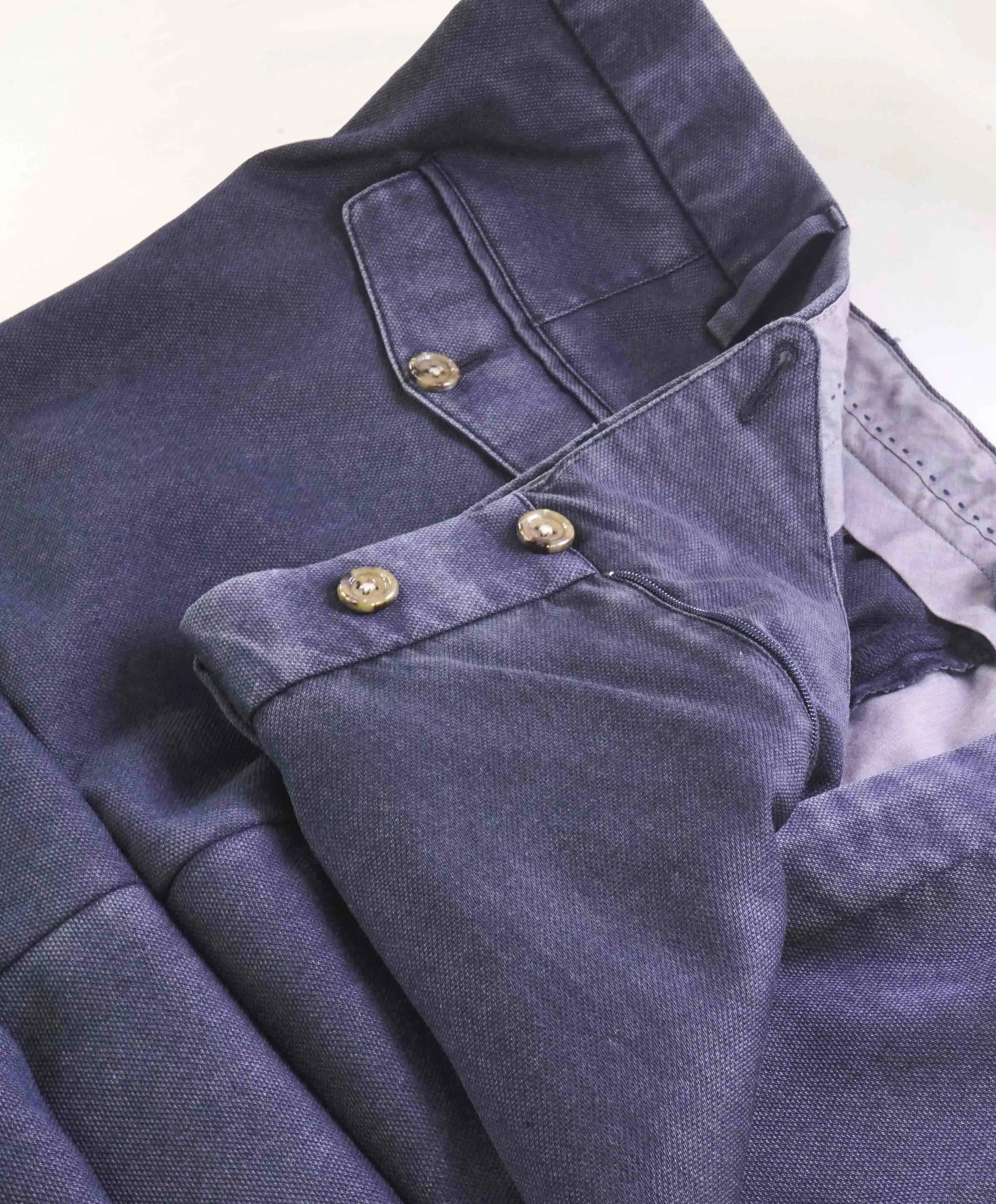 $495 ELEVENTY - Wool Blue Weathered Jacquard Micro Dart Slim Dress Pants- 42W