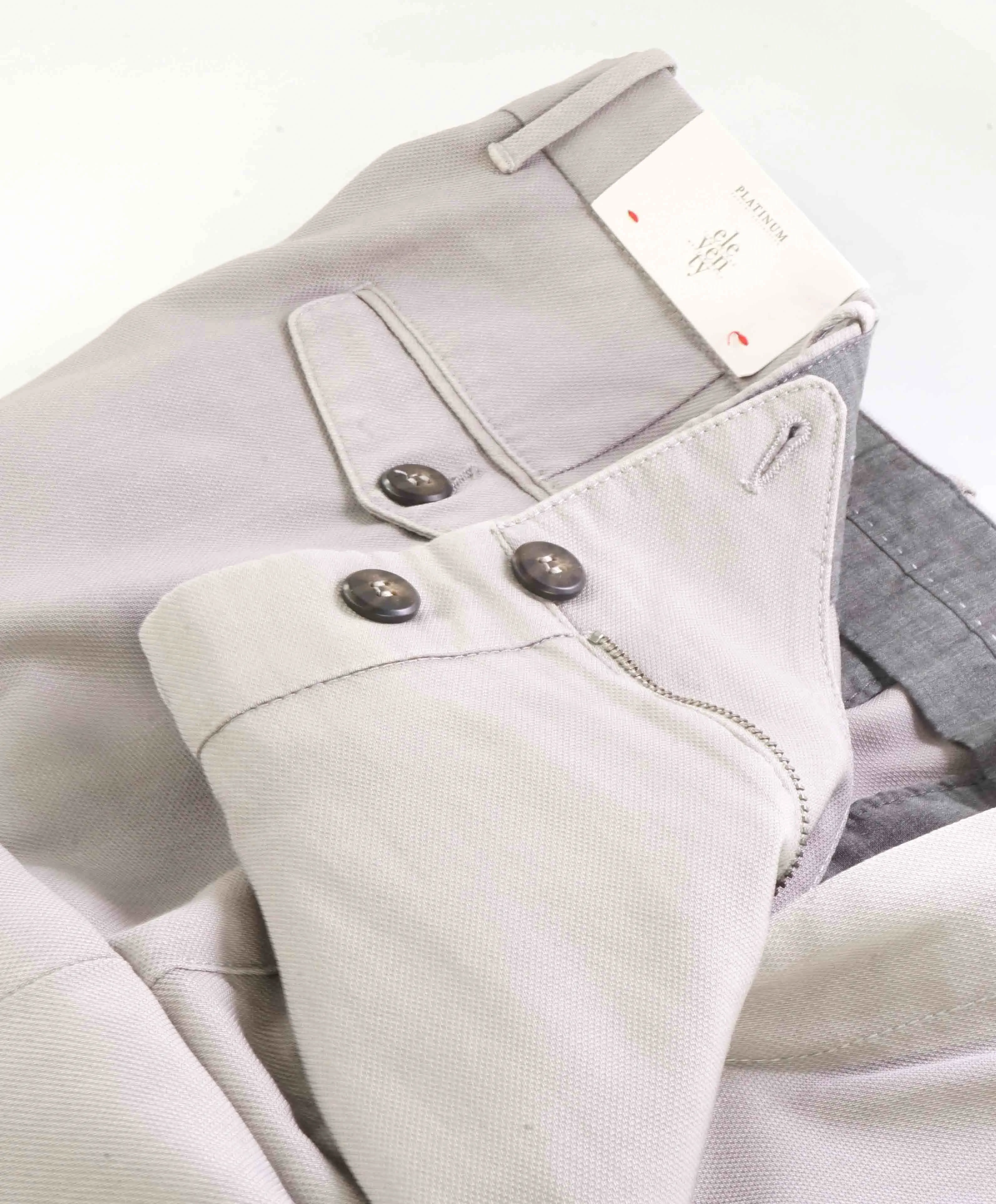 $495 ELEVENTY - Wool Gray Jacquard Micro Dart Slim Dress Pants- 34W