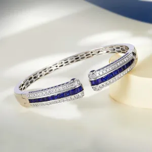 5CTW Diamond and Sapphire Ionic Bangle Bracelet