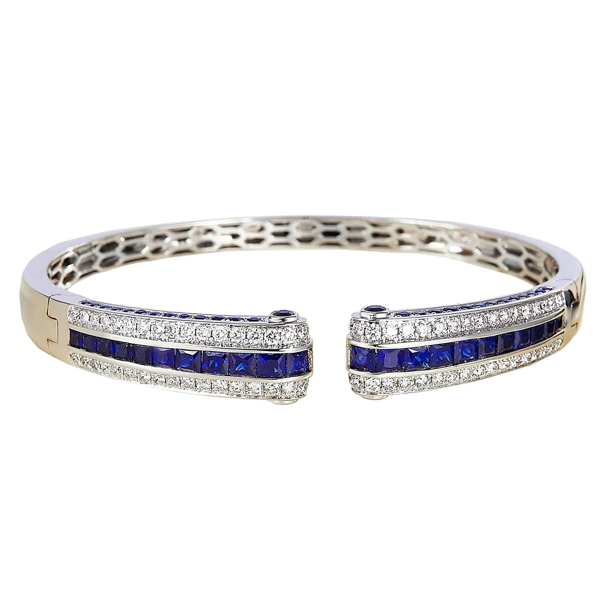 5CTW Diamond and Sapphire Ionic Bangle Bracelet