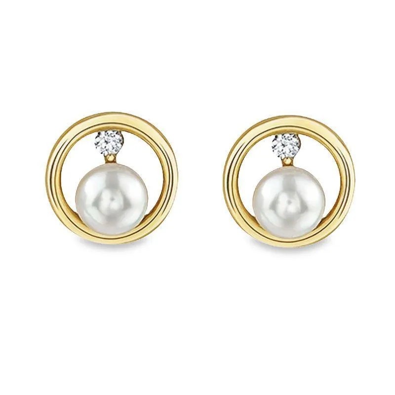 5mm FW Pearl Earrings in 10K Yellow Gold