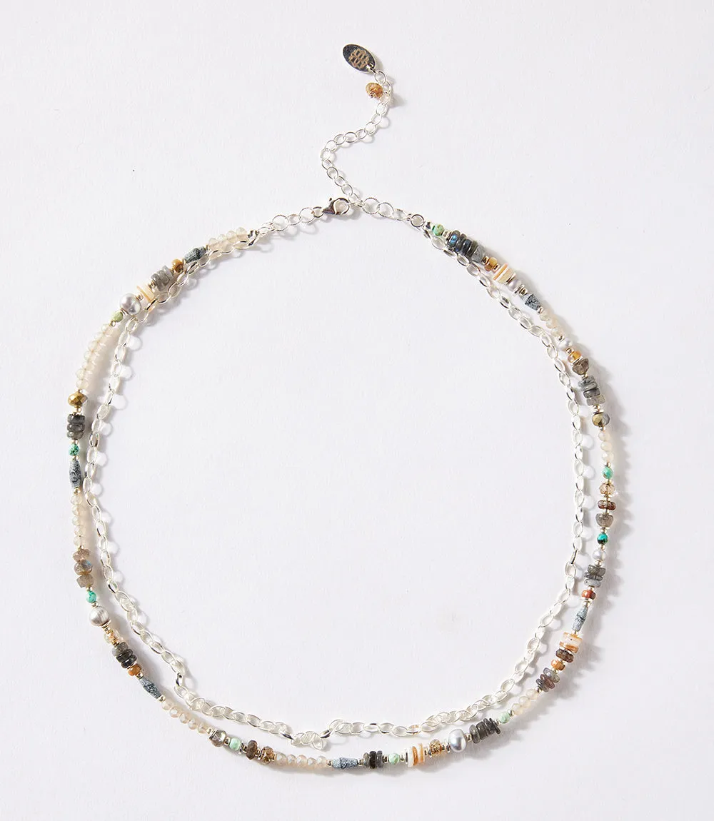 Abalone and Pearl Multistrand Necklace