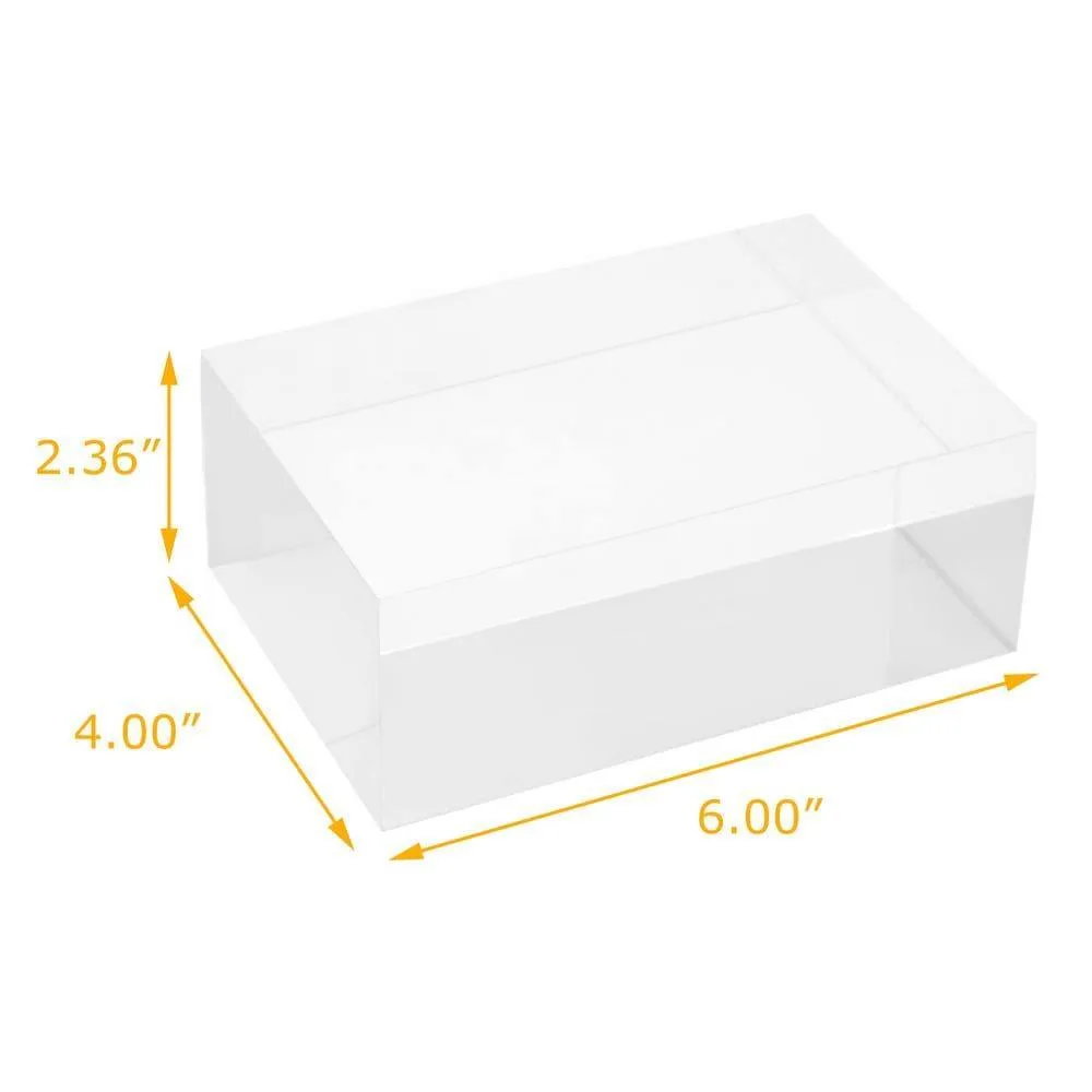 Acrylic Block Risers - 6" X 4" X 2.36" Clear Solid Acrylic Display Block