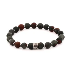 African Bloodstone & Silver Eagle Beaded Bracelet
