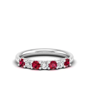 Alternating 7-Stone Classic Ruby and Diamond Ring