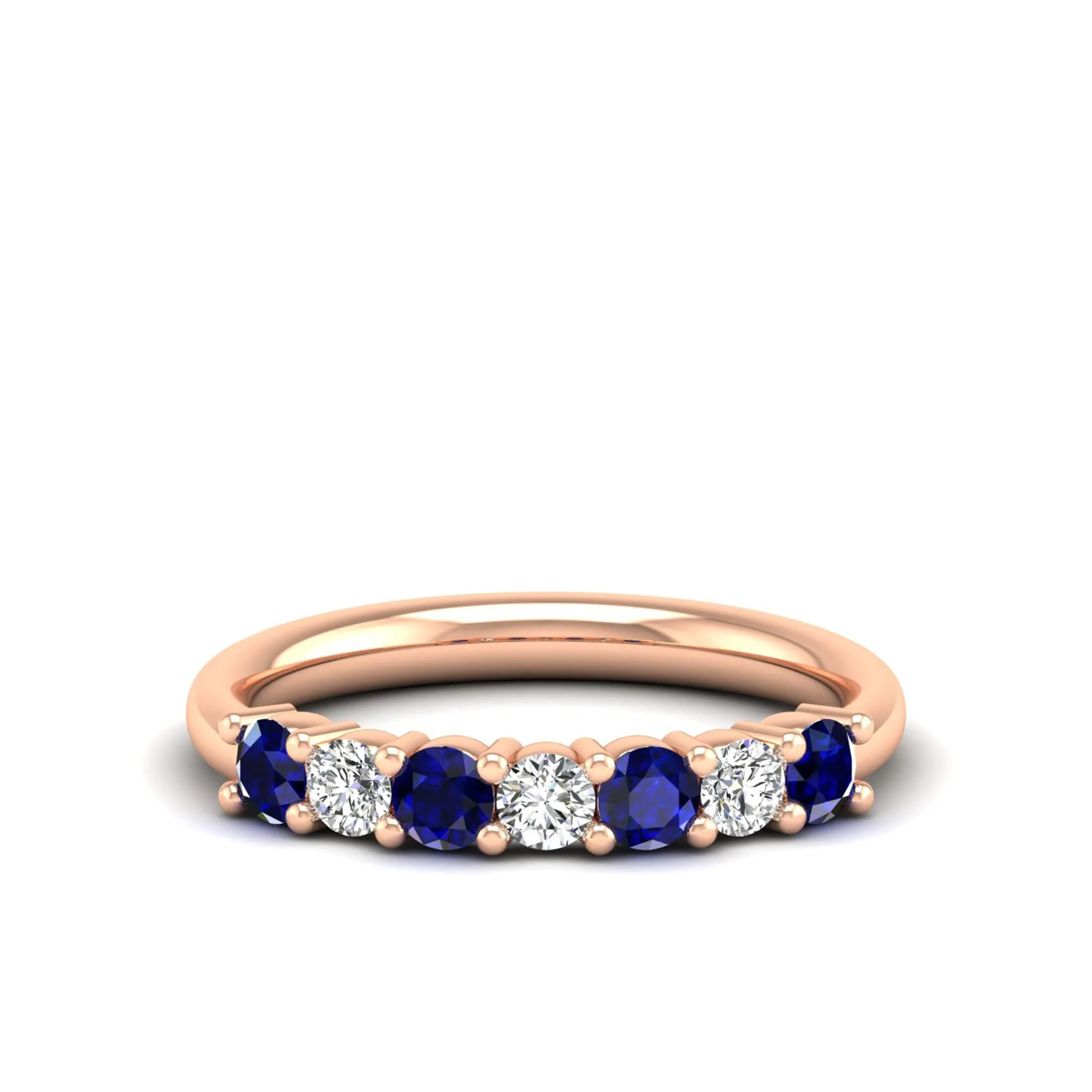 Alternating 7-Stone Classic Sapphire and Diamond Ring