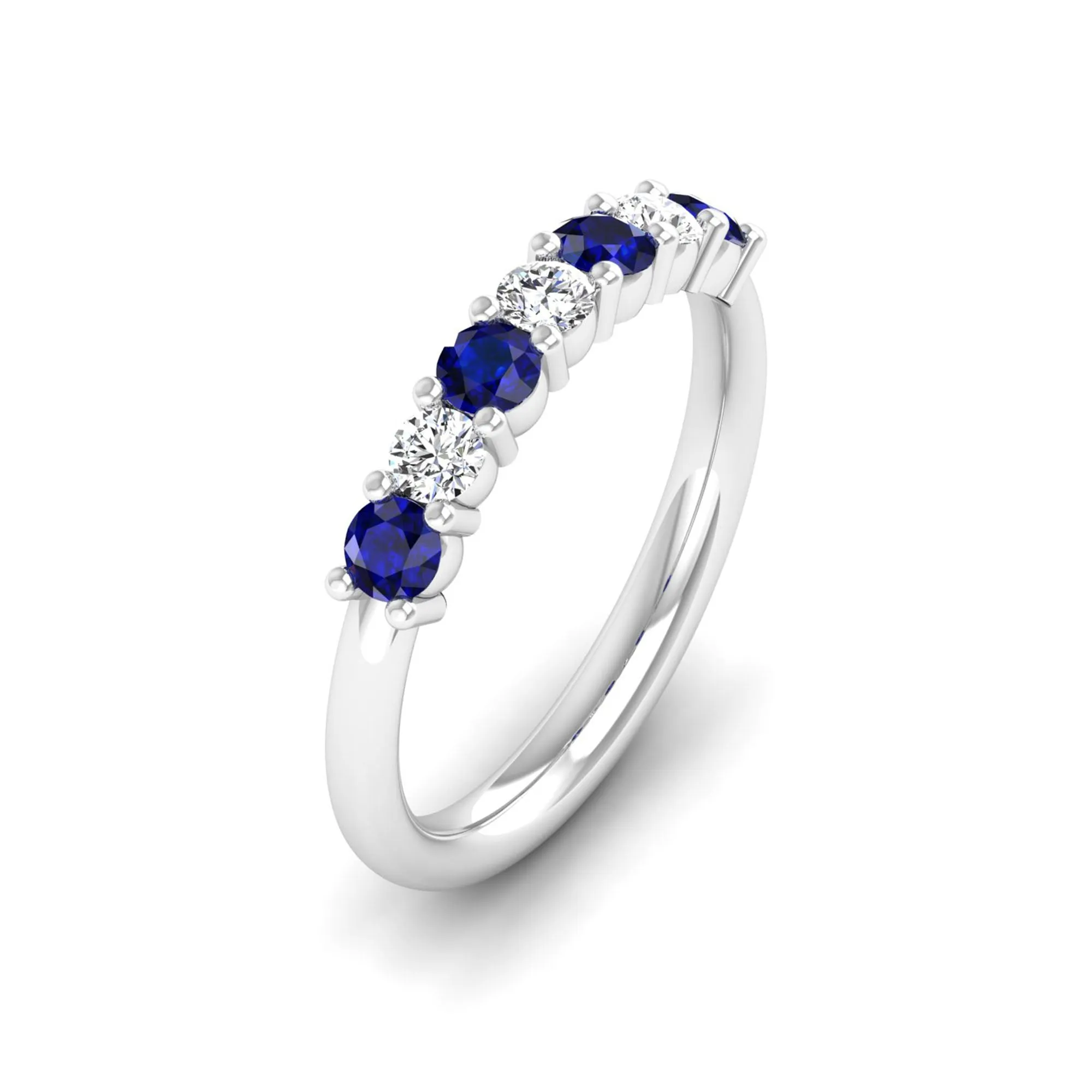 Alternating 7-Stone Classic Sapphire and Diamond Ring