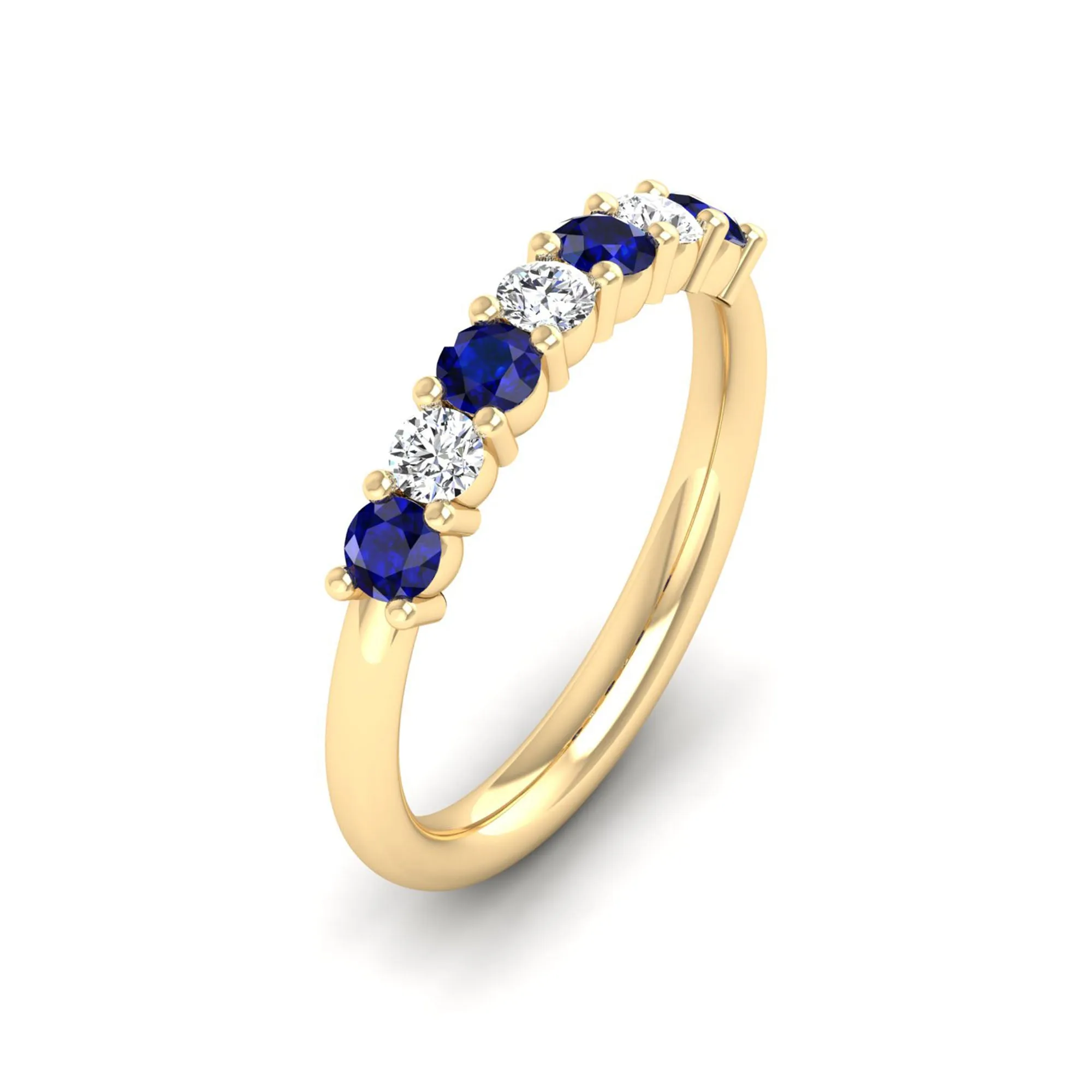 Alternating 7-Stone Classic Sapphire and Diamond Ring