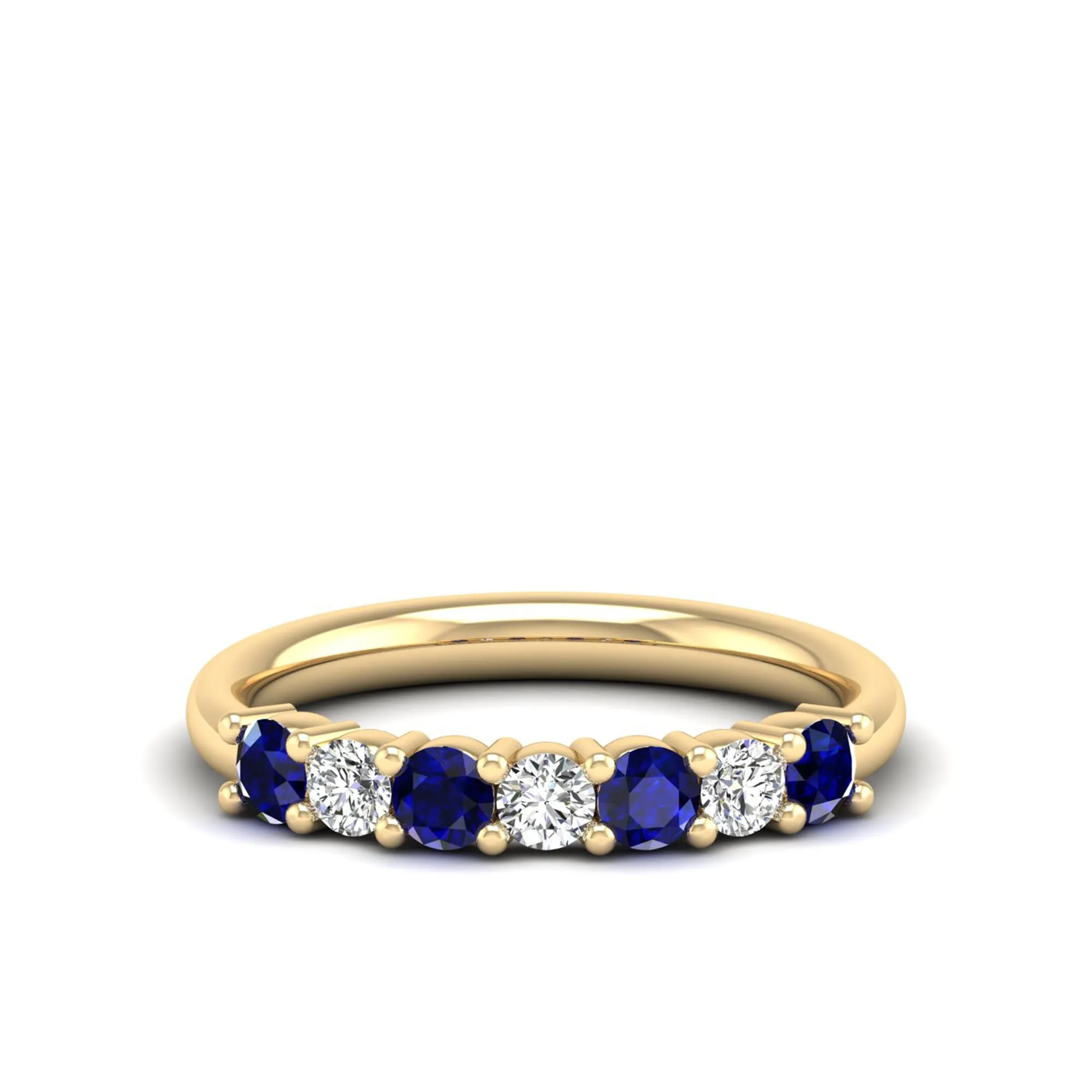 Alternating 7-Stone Classic Sapphire and Diamond Ring