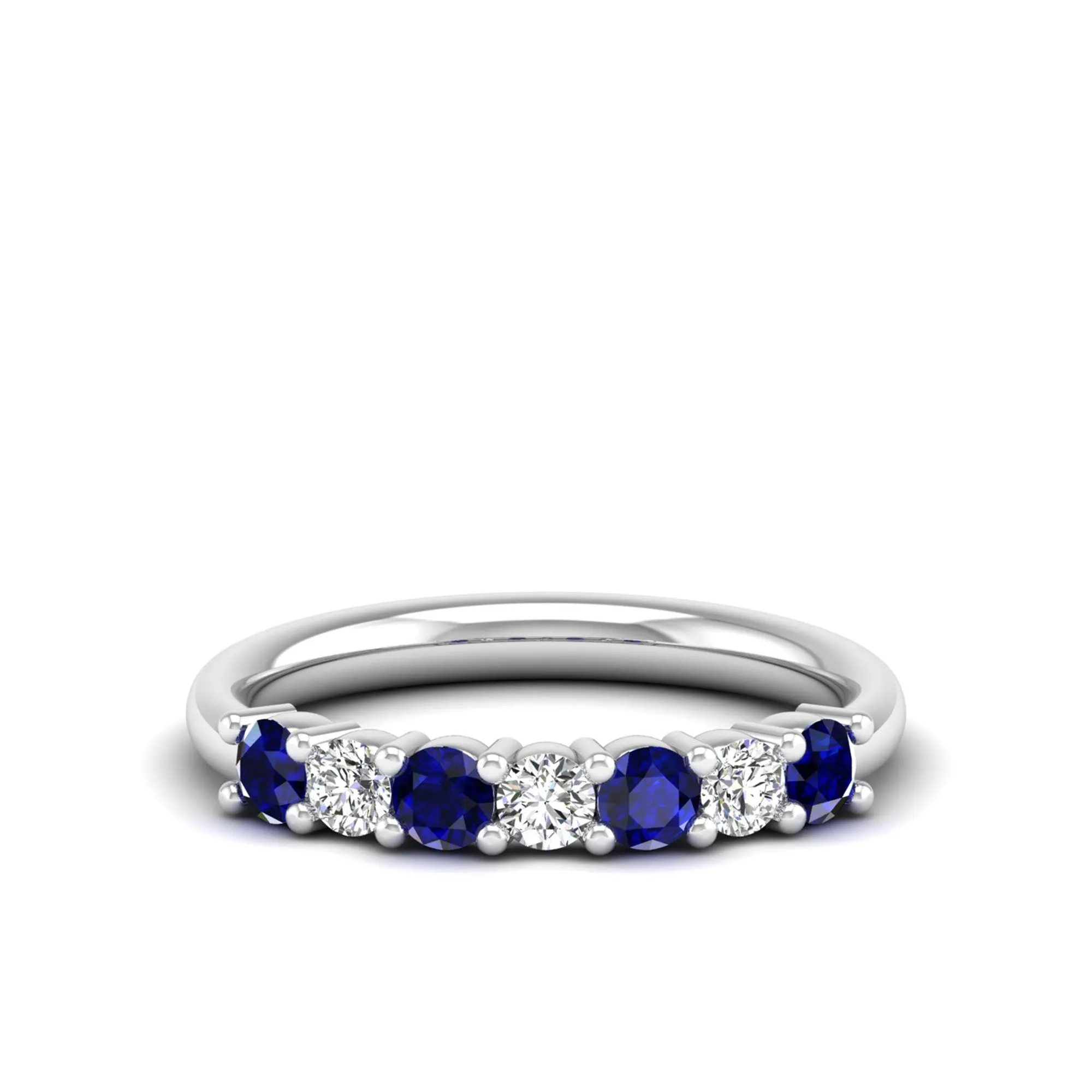 Alternating 7-Stone Classic Sapphire and Diamond Ring