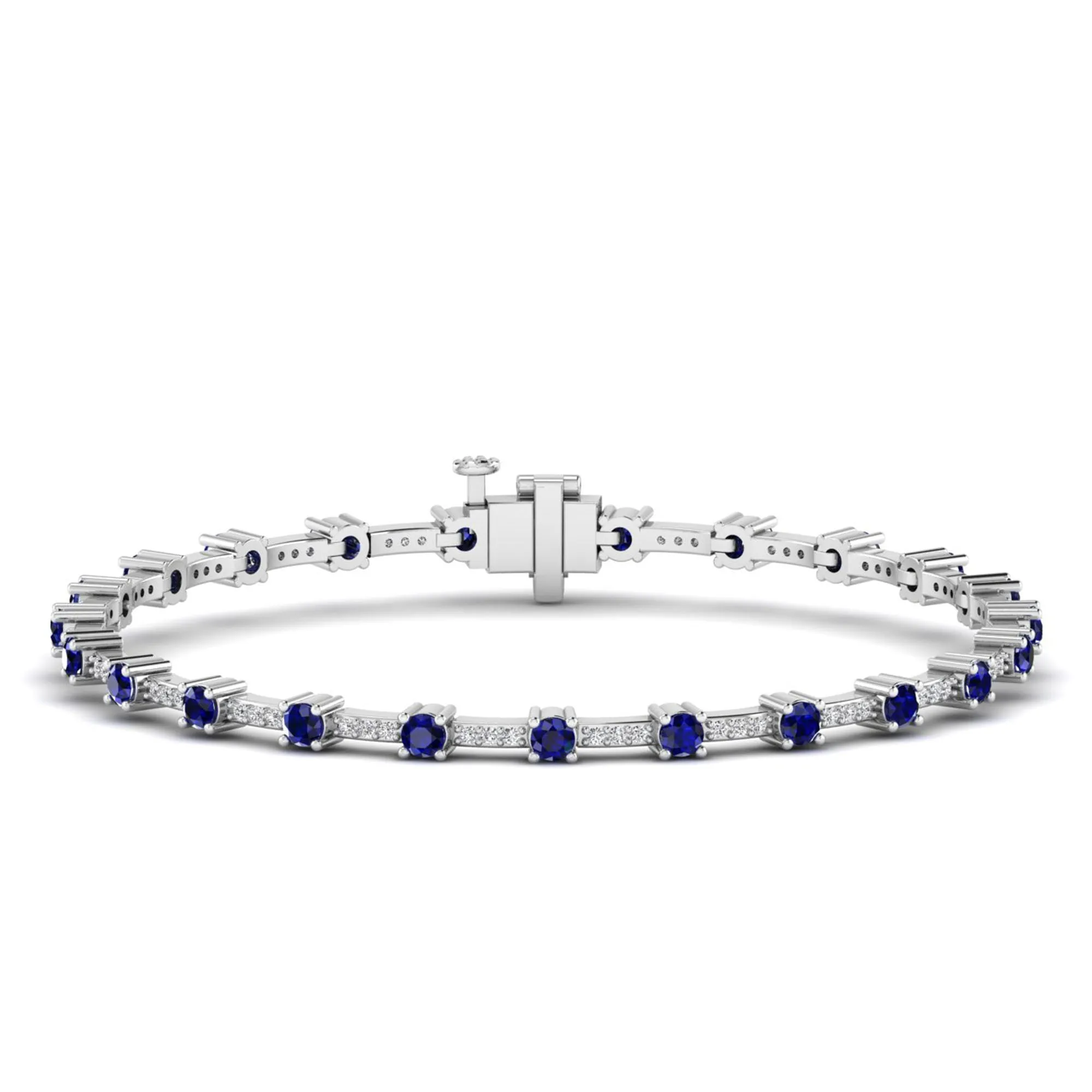 Alternating Sapphire and Diamond Bracelet