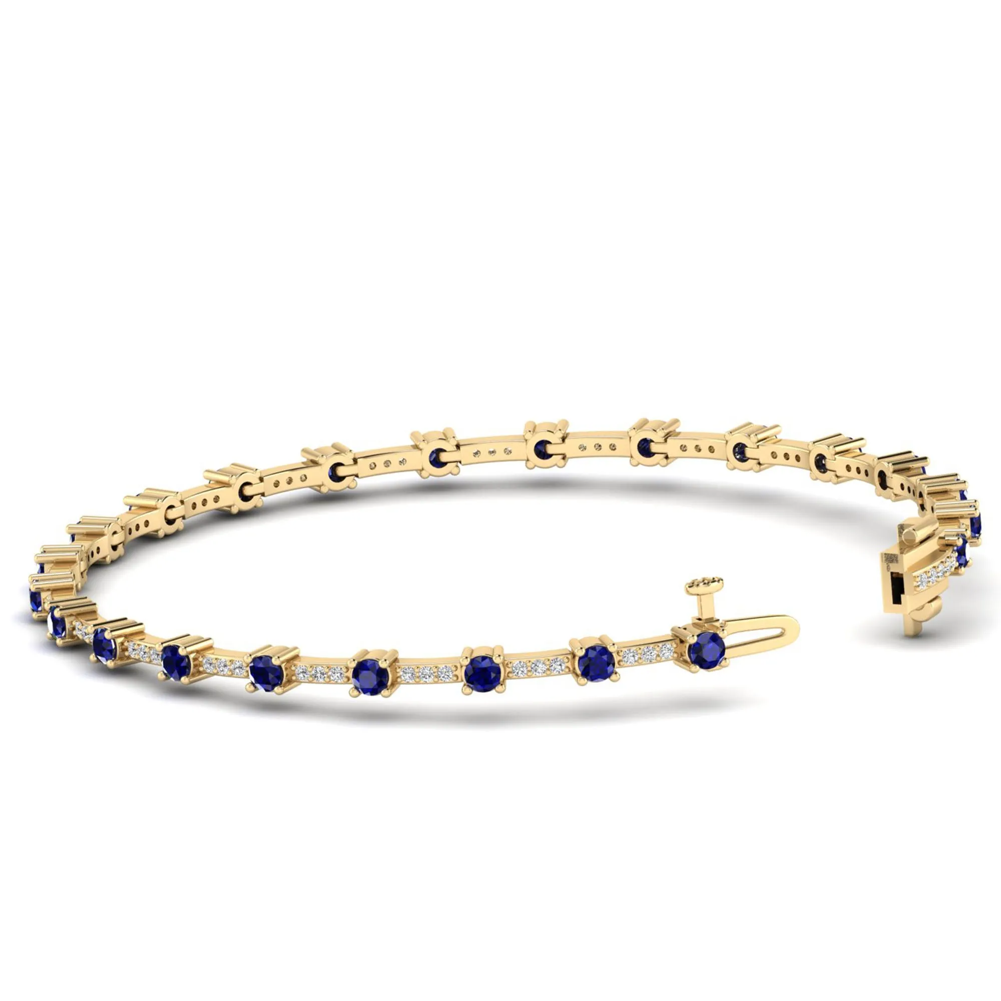 Alternating Sapphire and Diamond Bracelet