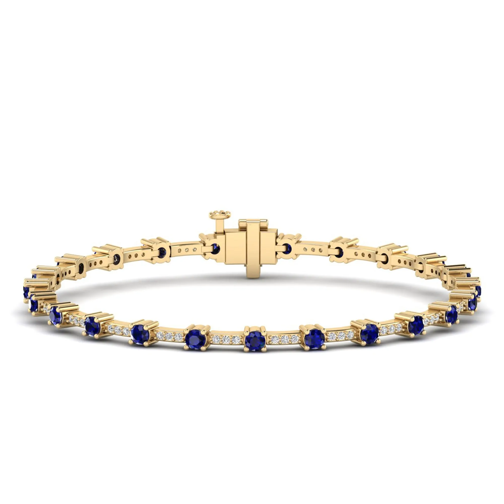 Alternating Sapphire and Diamond Bracelet