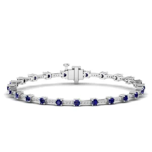 Alternating Sapphire and Diamond Bracelet
