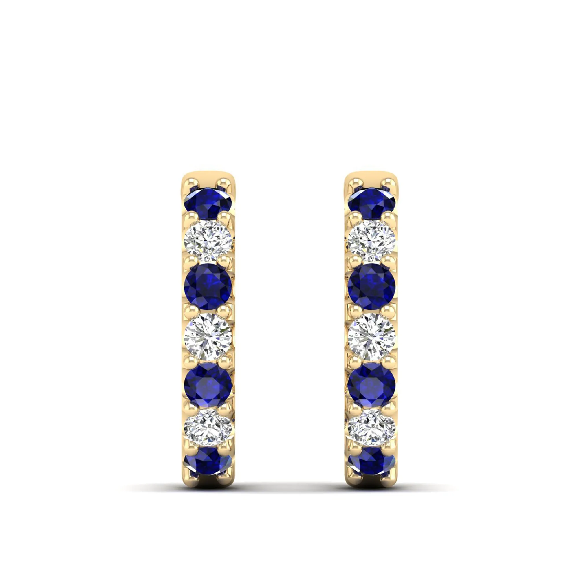 Alternating Sapphire and Diamond Hoops