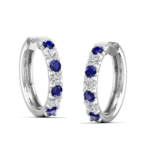 Alternating Sapphire and Diamond Hoops