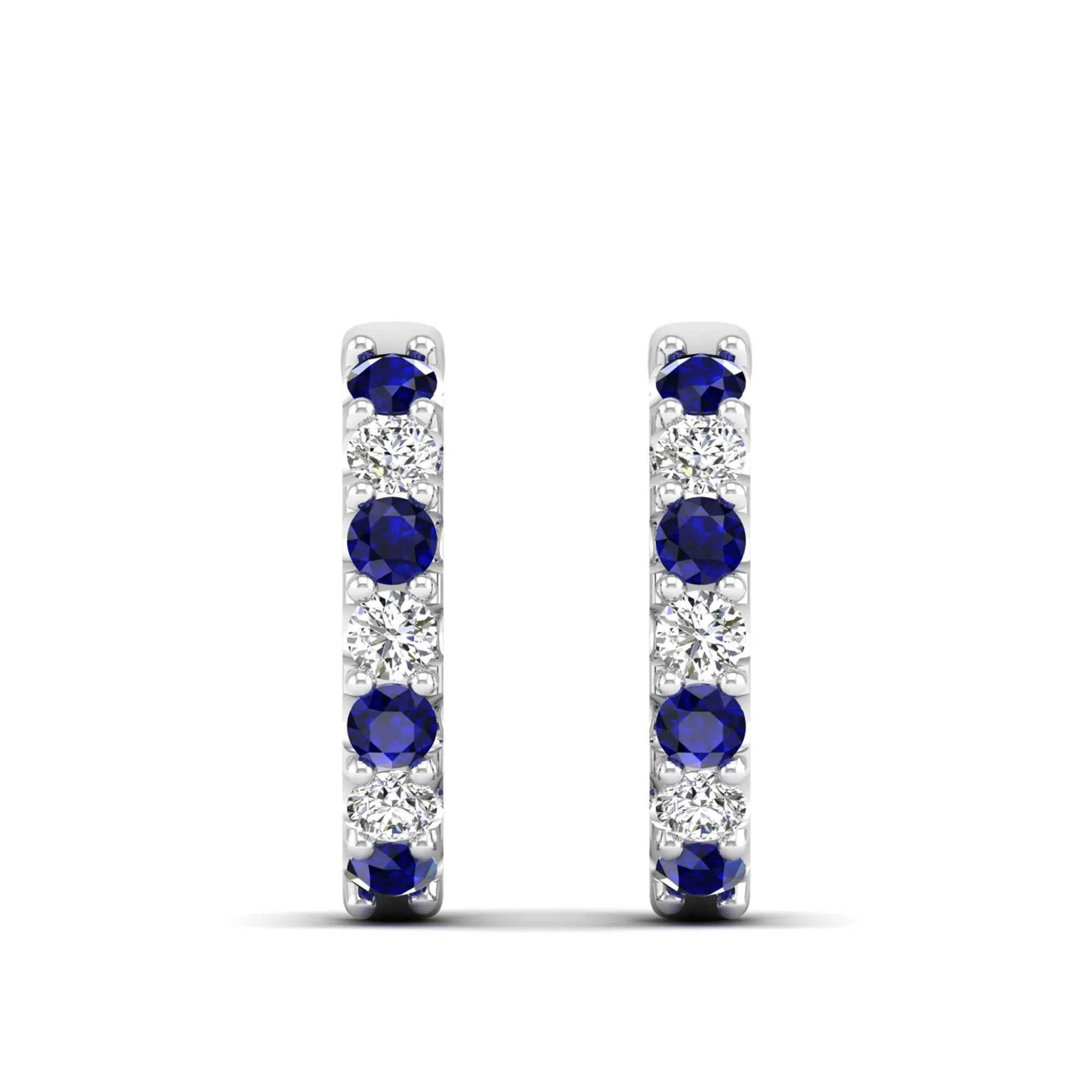 Alternating Sapphire and Diamond Hoops