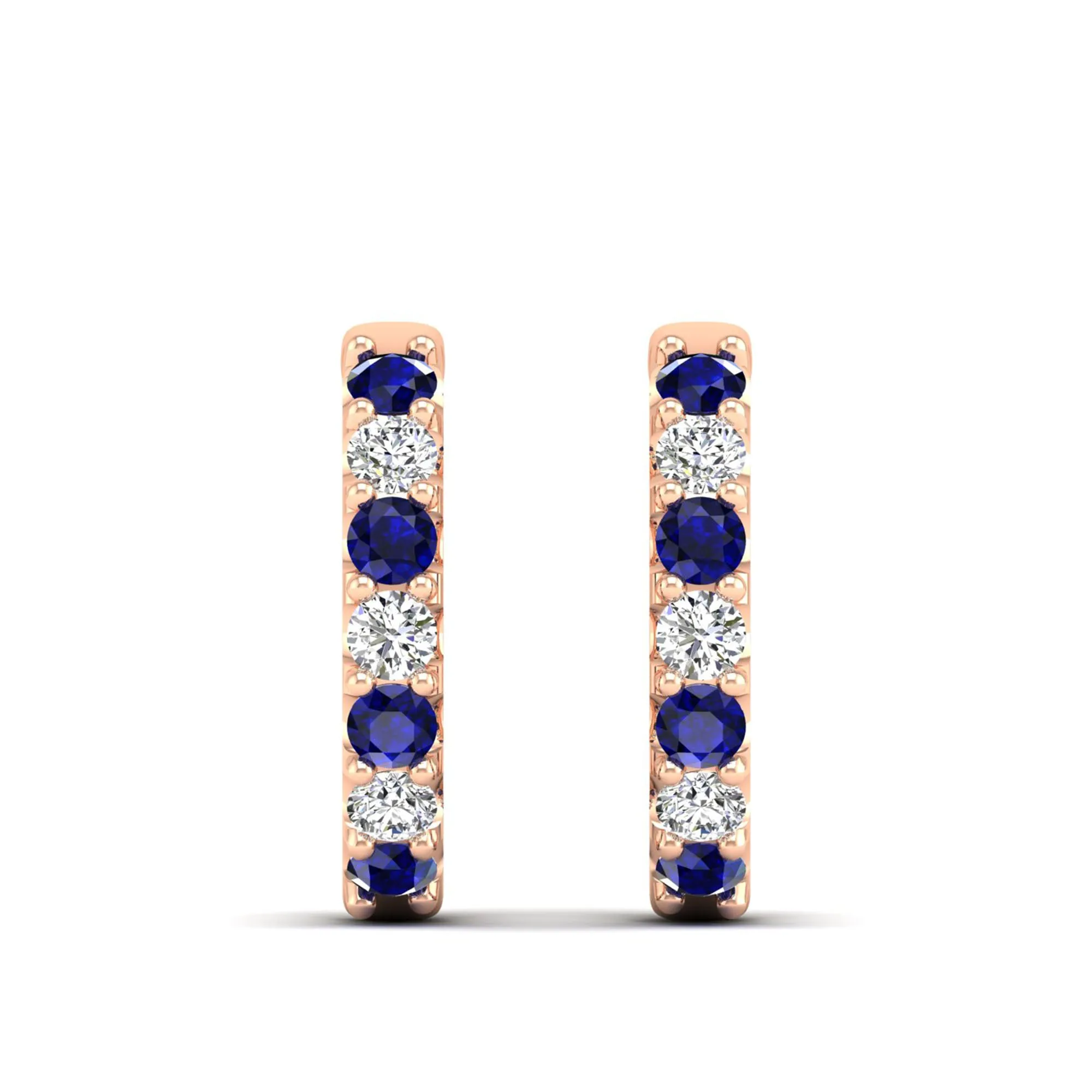 Alternating Sapphire and Diamond Hoops