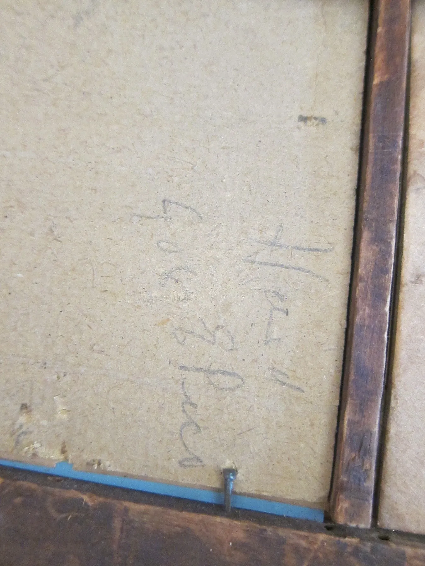 Antique Wooden Framed Long Triptych Hall Mirror