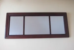 Antique Wooden Framed Long Triptych Hall Mirror