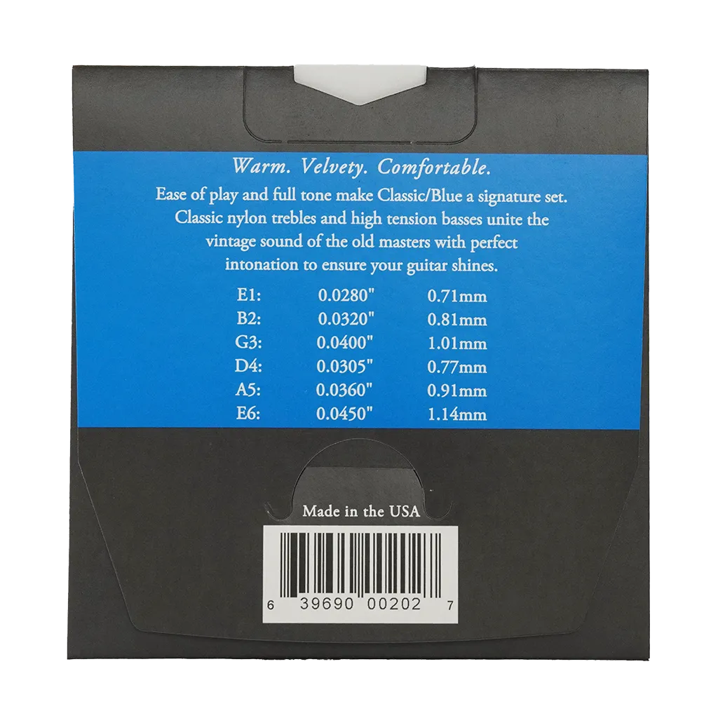 Augustine Blue Label Classical Guitar Strings - Normal Tension Trebles, High Tension Basses