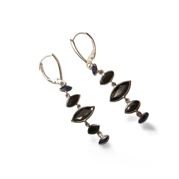 Beautiful 14K White Gold Sapphire Dangle Drop Earrings