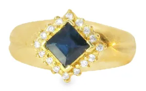 Beautiful Estate 14K Yellow Gold Sapphire Diamond Band Ring