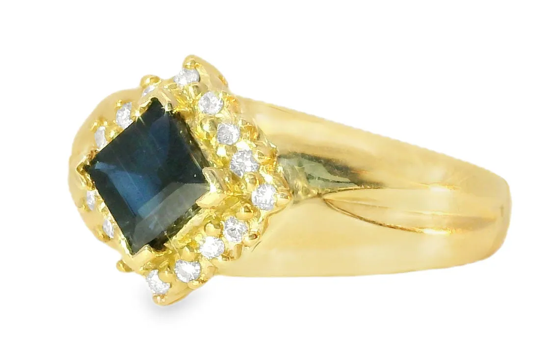 Beautiful Estate 14K Yellow Gold Sapphire Diamond Band Ring