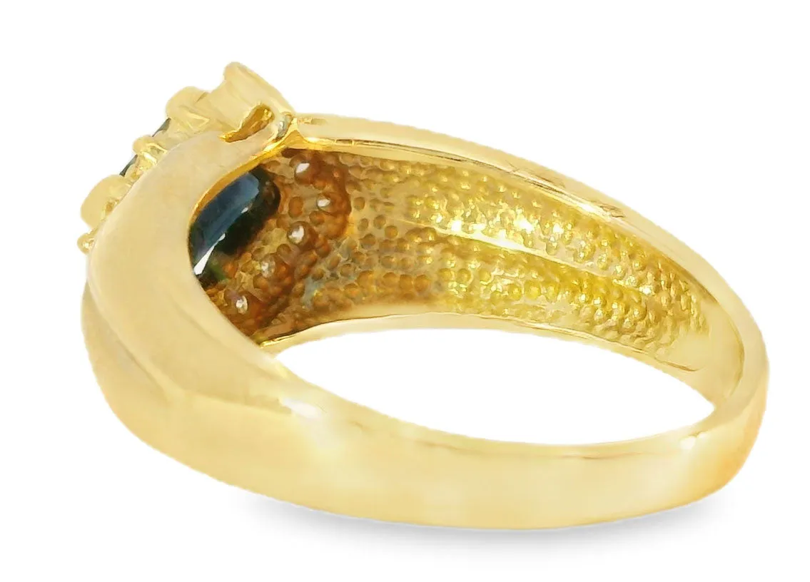 Beautiful Estate 14K Yellow Gold Sapphire Diamond Band Ring