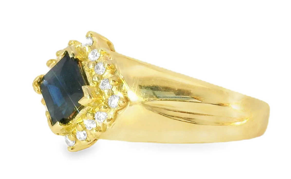 Beautiful Estate 14K Yellow Gold Sapphire Diamond Band Ring