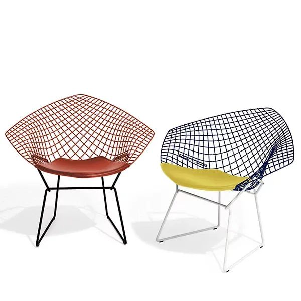 Bertoia Two-Tone Diamond Chair with Seat Cushion by Harry Bertoia for Knoll