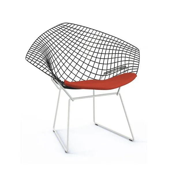 Bertoia Two-Tone Diamond Chair with Seat Cushion by Harry Bertoia for Knoll