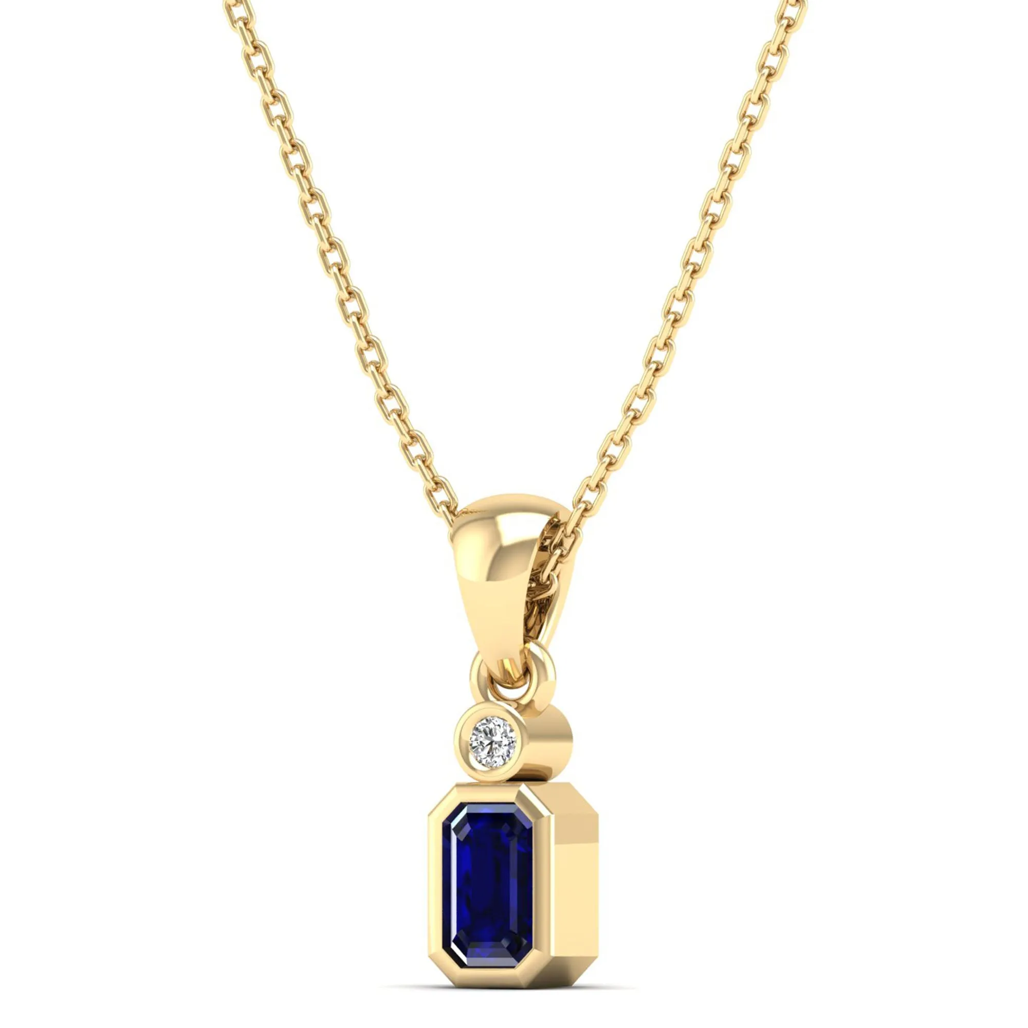 Bezel-Set Sapphire and Diamond Petite Pendant