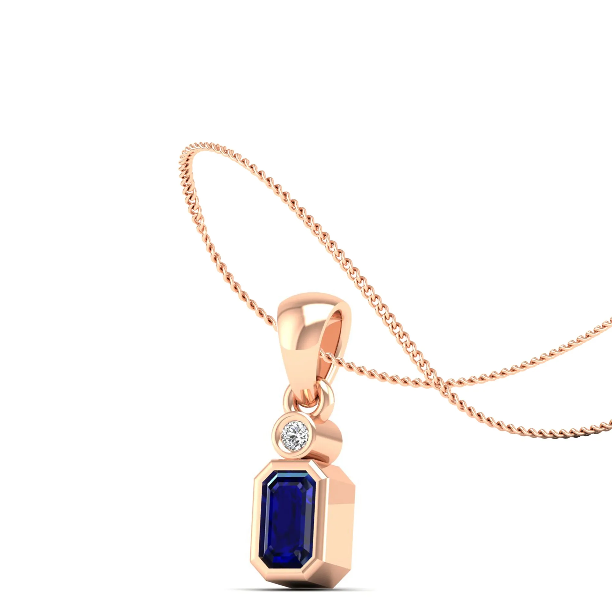 Bezel-Set Sapphire and Diamond Petite Pendant