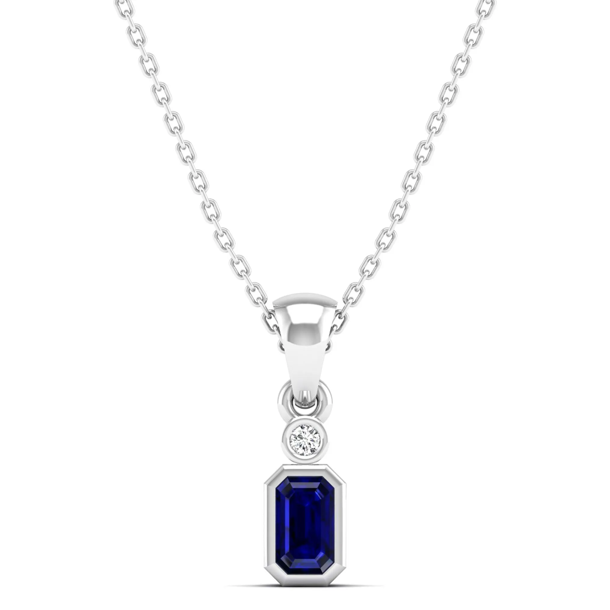 Bezel-Set Sapphire and Diamond Petite Pendant