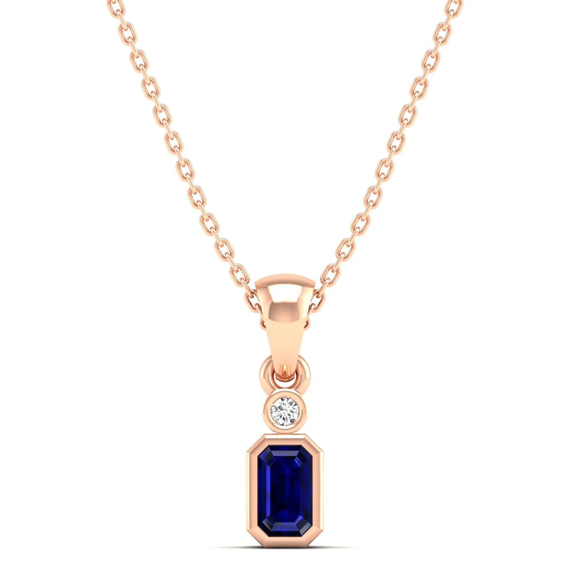 Bezel-Set Sapphire and Diamond Petite Pendant