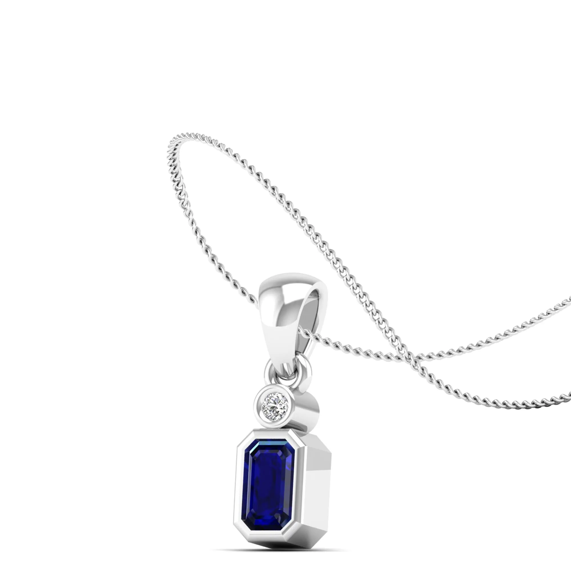 Bezel-Set Sapphire and Diamond Petite Pendant