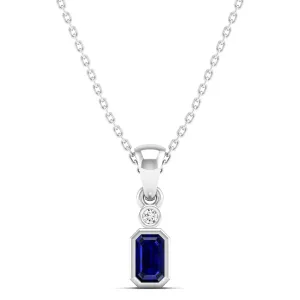 Bezel-Set Sapphire and Diamond Petite Pendant
