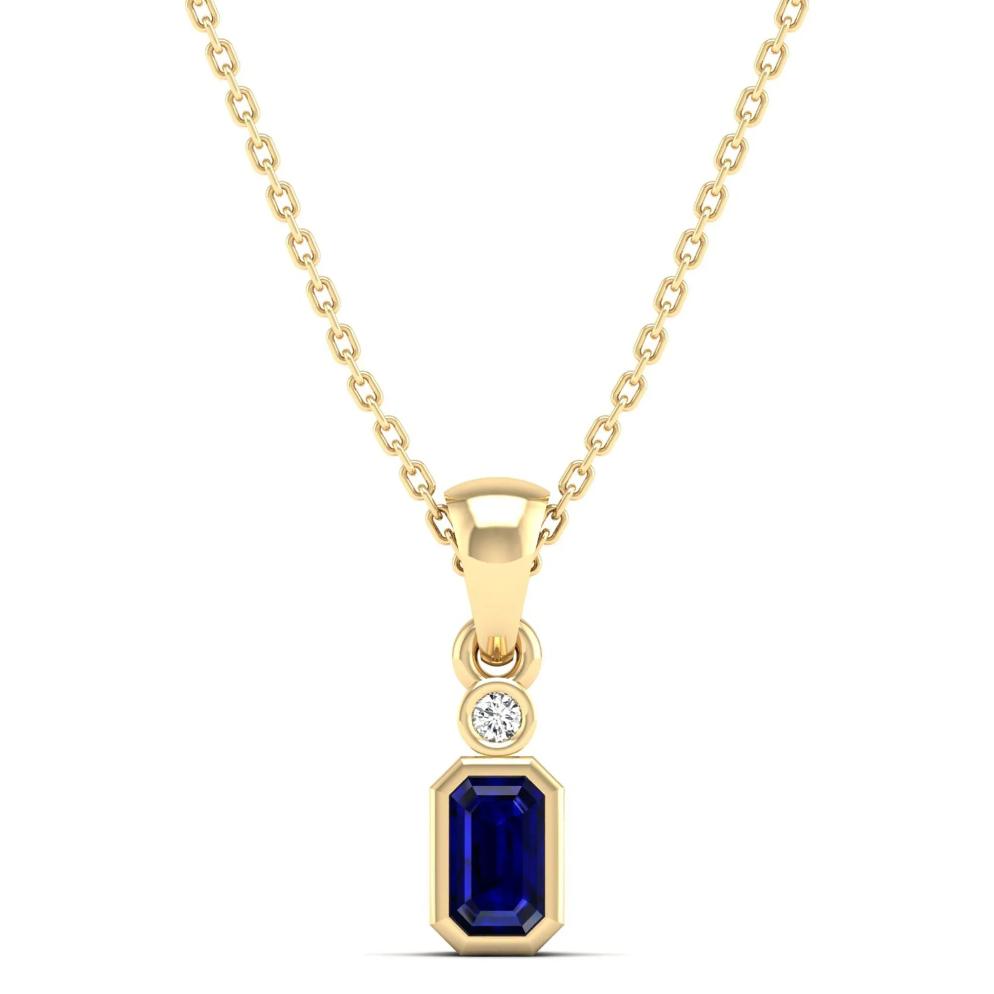 Bezel-Set Sapphire and Diamond Petite Pendant