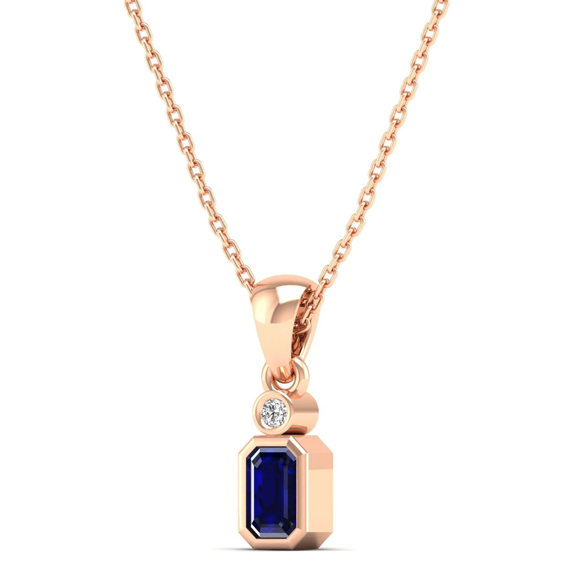 Bezel-Set Sapphire and Diamond Petite Pendant
