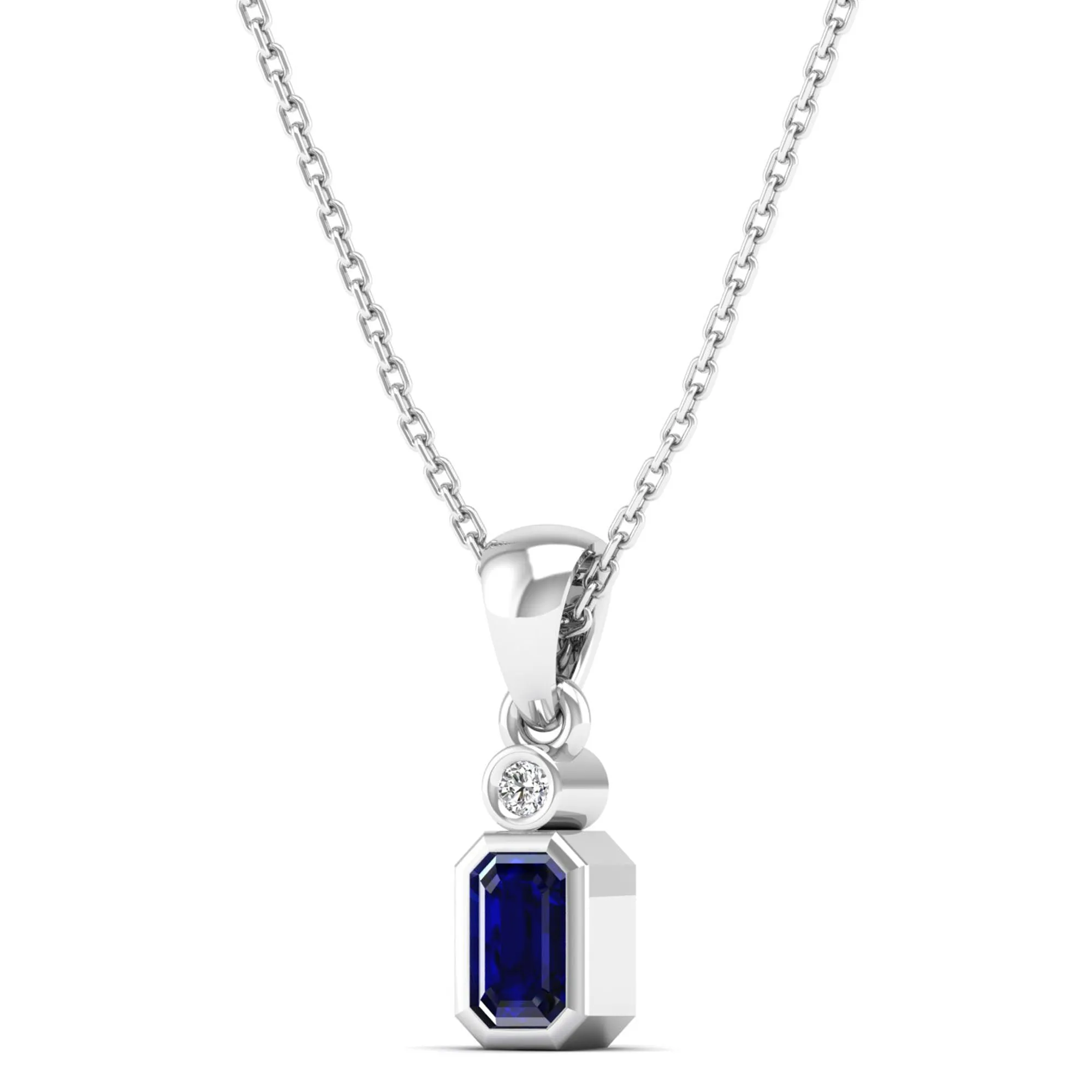 Bezel-Set Sapphire and Diamond Petite Pendant