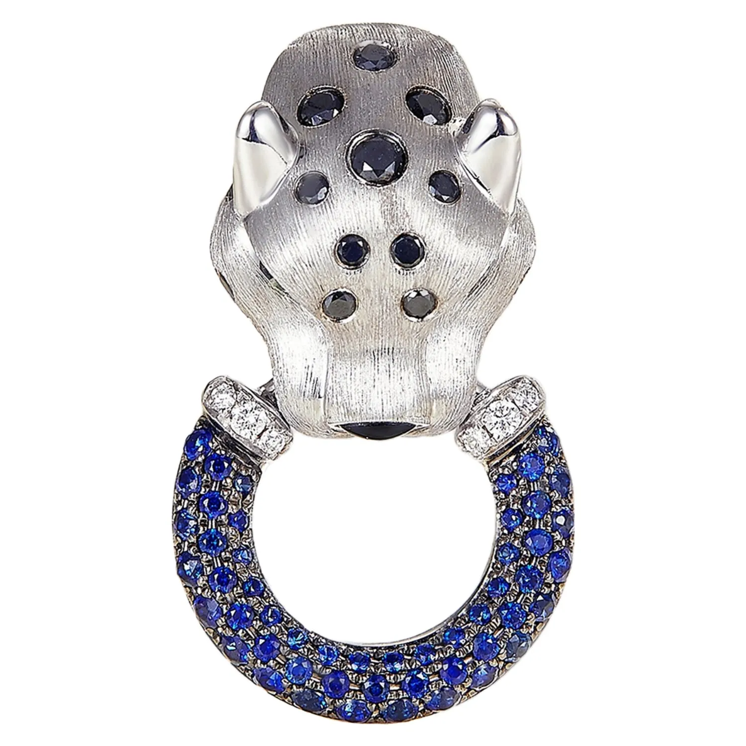 Black Diamond and Sapphire Panther Pendant