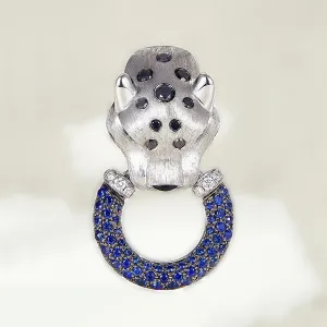 Black Diamond and Sapphire Panther Pendant